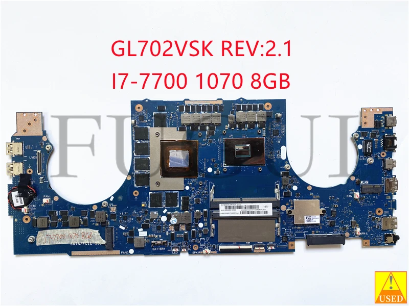 

Б/у материнская плата для ноутбука ASUS GL702VSK REV: 2,1 Материнская плата I7-7700 1070 8 ГБ полностью протестированная 100% работа