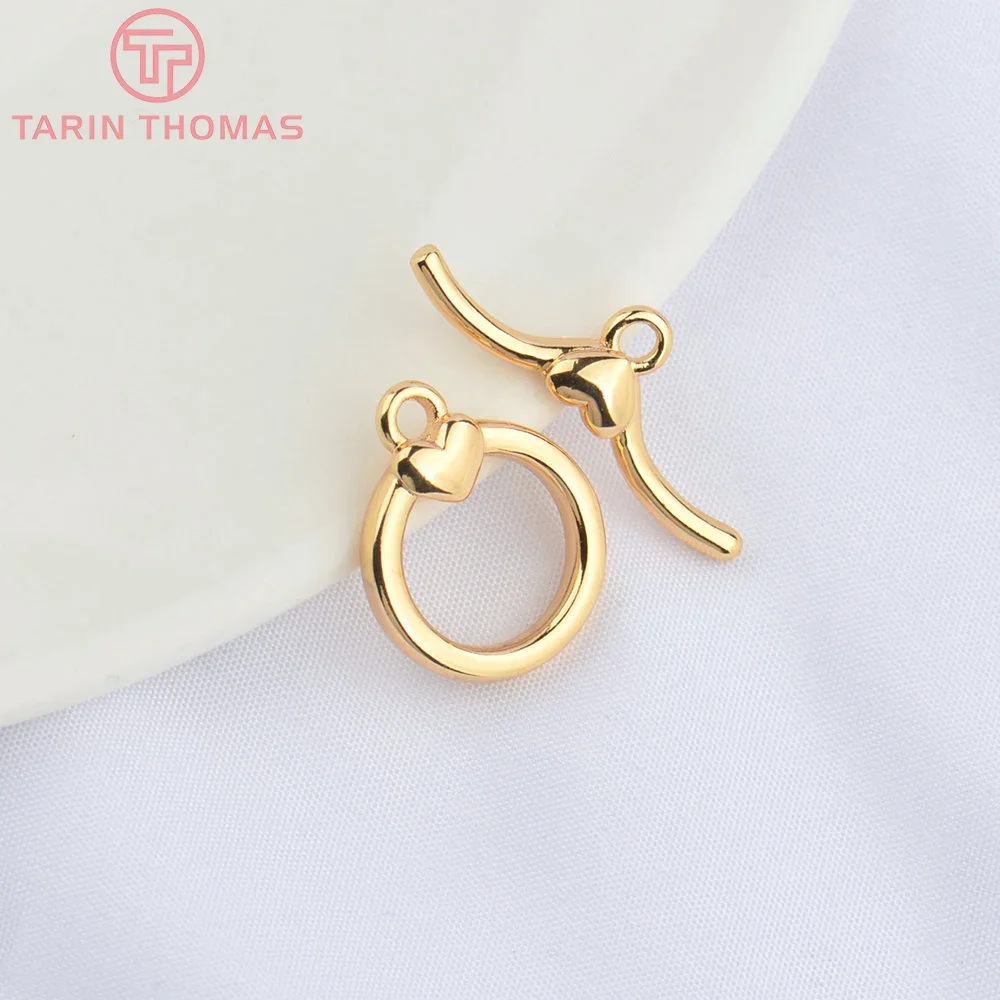 (4853) 6 компл. 13x14 мм 24-каратного золотого цвета латунный браслет с