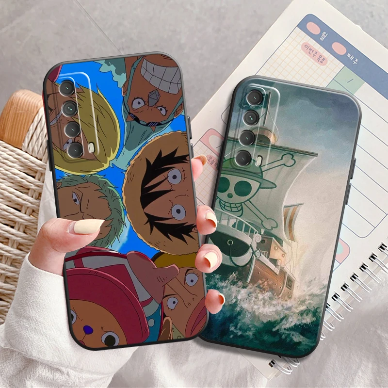 

One Piece Anime Phone Case For Huawei Y7S Y9A Y6 2019 Y7P 2020 Y8S Y7 2019 Y9 2019 Soft Liquid Silicon Carcasa Funda Black