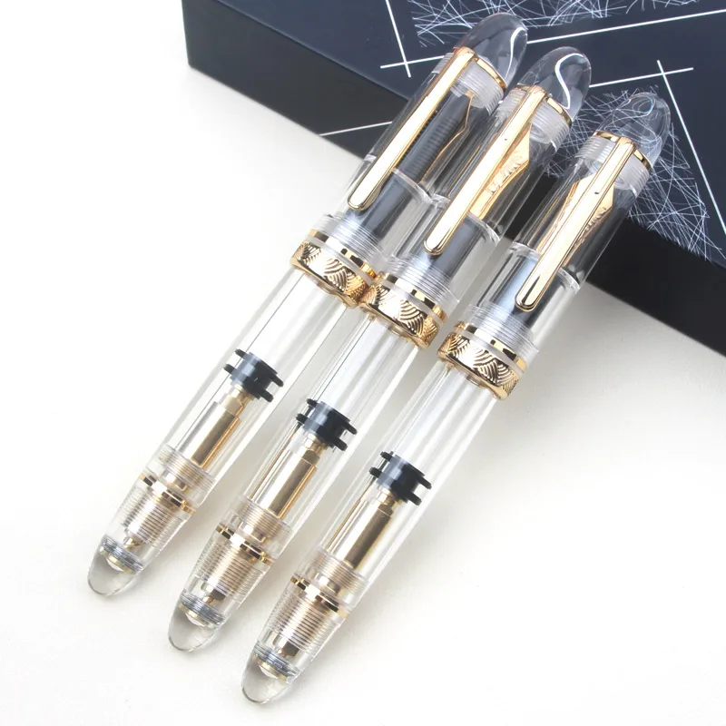 Фото Большая перьевая ручка MAJOHN 8 #   Ручка Sun Nib EF/F/M с твердым резиновым наконечником, латунным поршнем, акриловым корпусом, гладким письмом, для школы и офиса №3