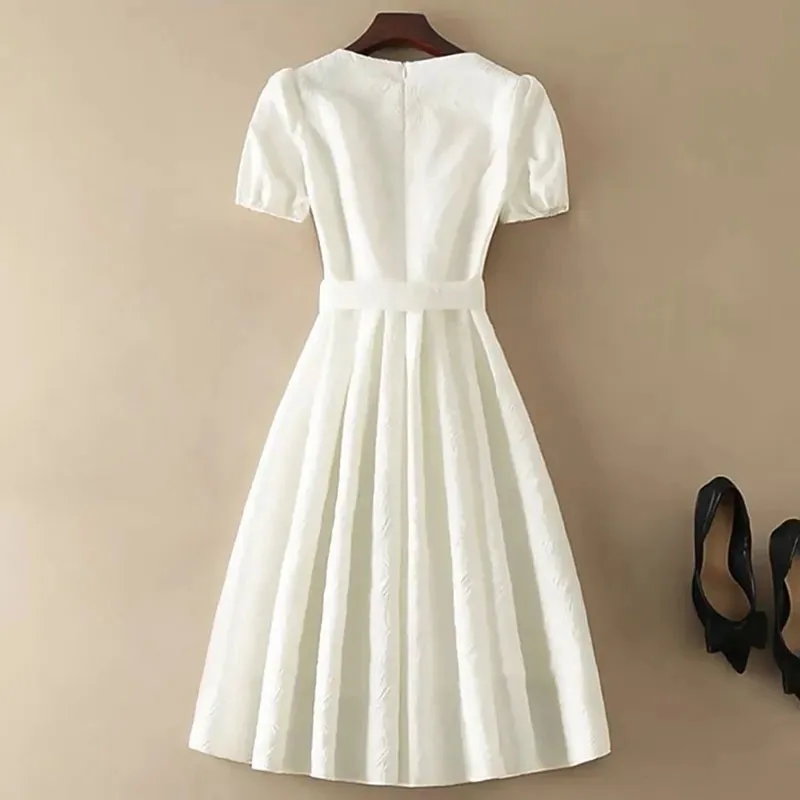 Фото Весенне-осеннее женское модное однотонное платье Vestidos, французское женское платье средней длины, длинные платья с круглым вырезом, расширенные ощущения №2