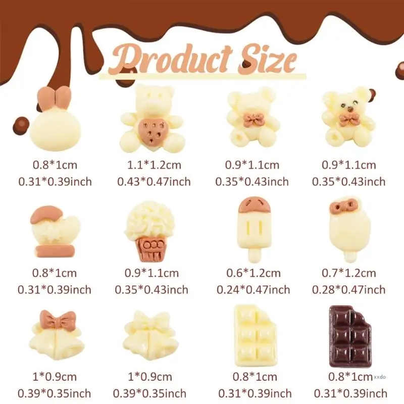 Милые подвески для дизайна ногтей с мороженым шоколадным мишкой украшения из