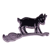 wild goats on magic brooms television brooches badge for bag lapel pin buckle jewelry gift for friends