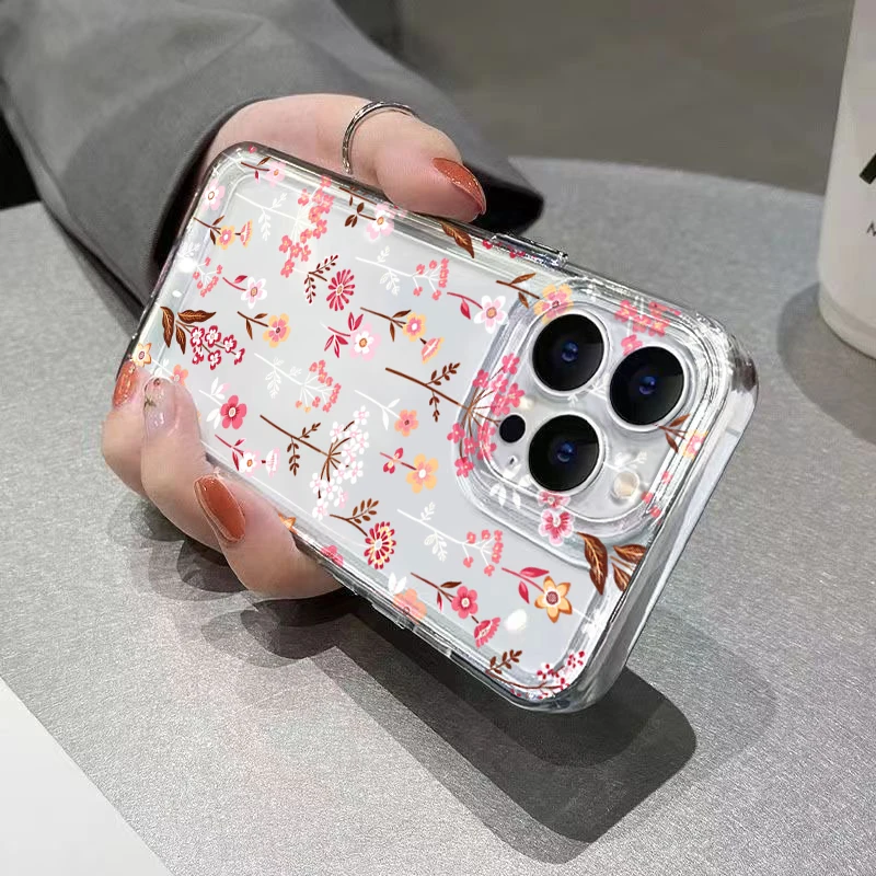 Фото Бело-розовый прозрачный чехол с цветочным принтом для Samsung Galaxy S26 Ultra S25 FE S24 S23 S22 Plus A17 A37 A57 A56 A55 A54 A53 №4