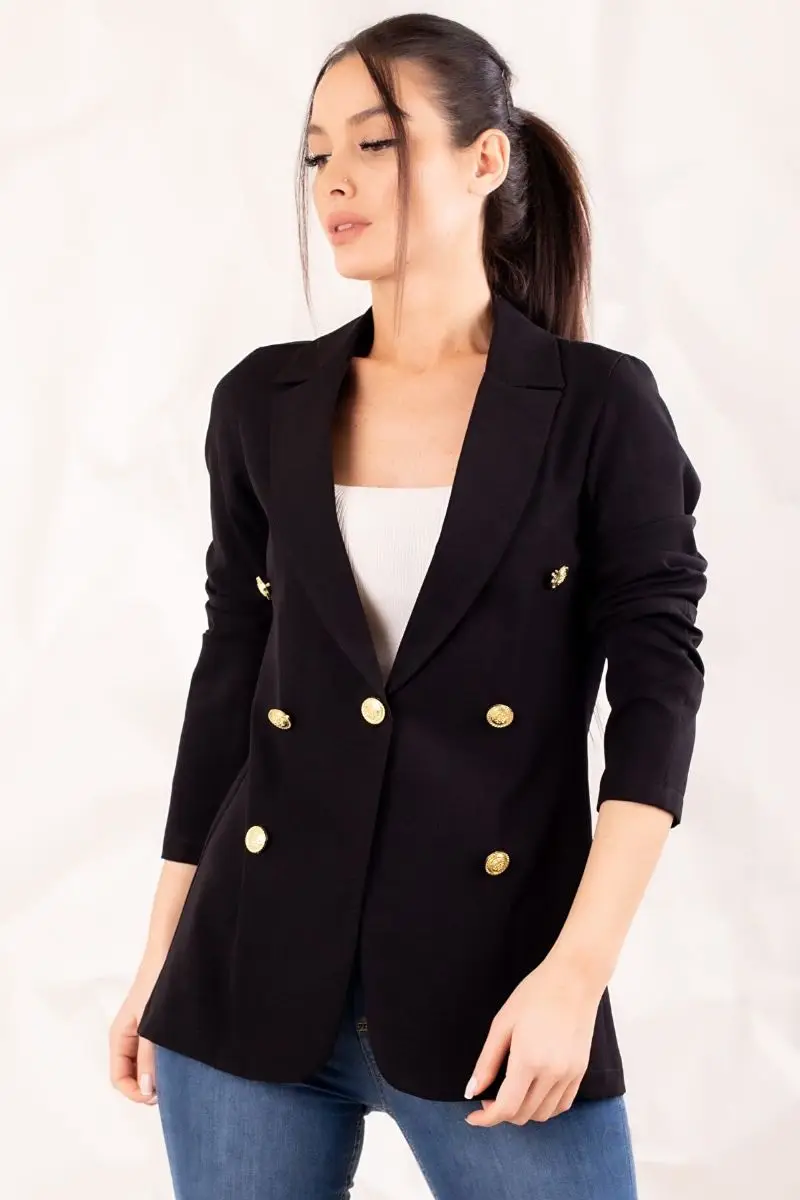 

Women's black buttoned jacket ARM-20K001151