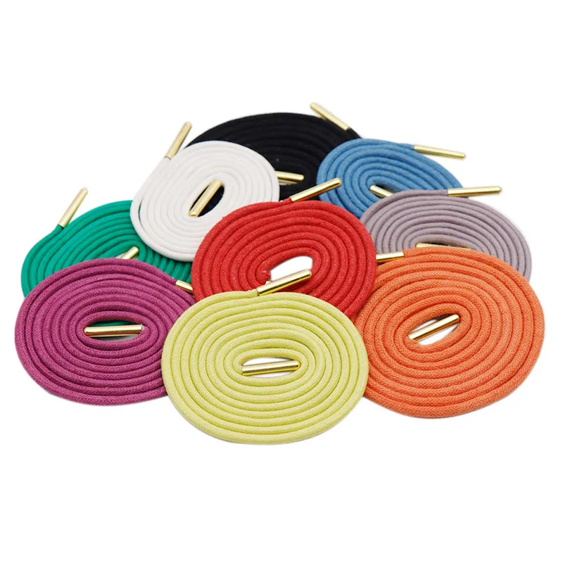 Coolstring 100Pairs Waxed Lacets Durable 3MM Thiny Boots Shoelaces With Golden Metal Aglets Shoe Decoration Affordable Wholesale
