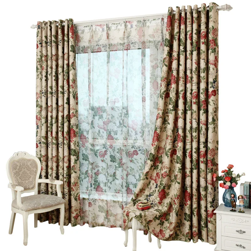 

American Pastoral Living Room Bedroom Curtain European Print Balcony Blackout Cloth Curtains for Bedroom lxj
