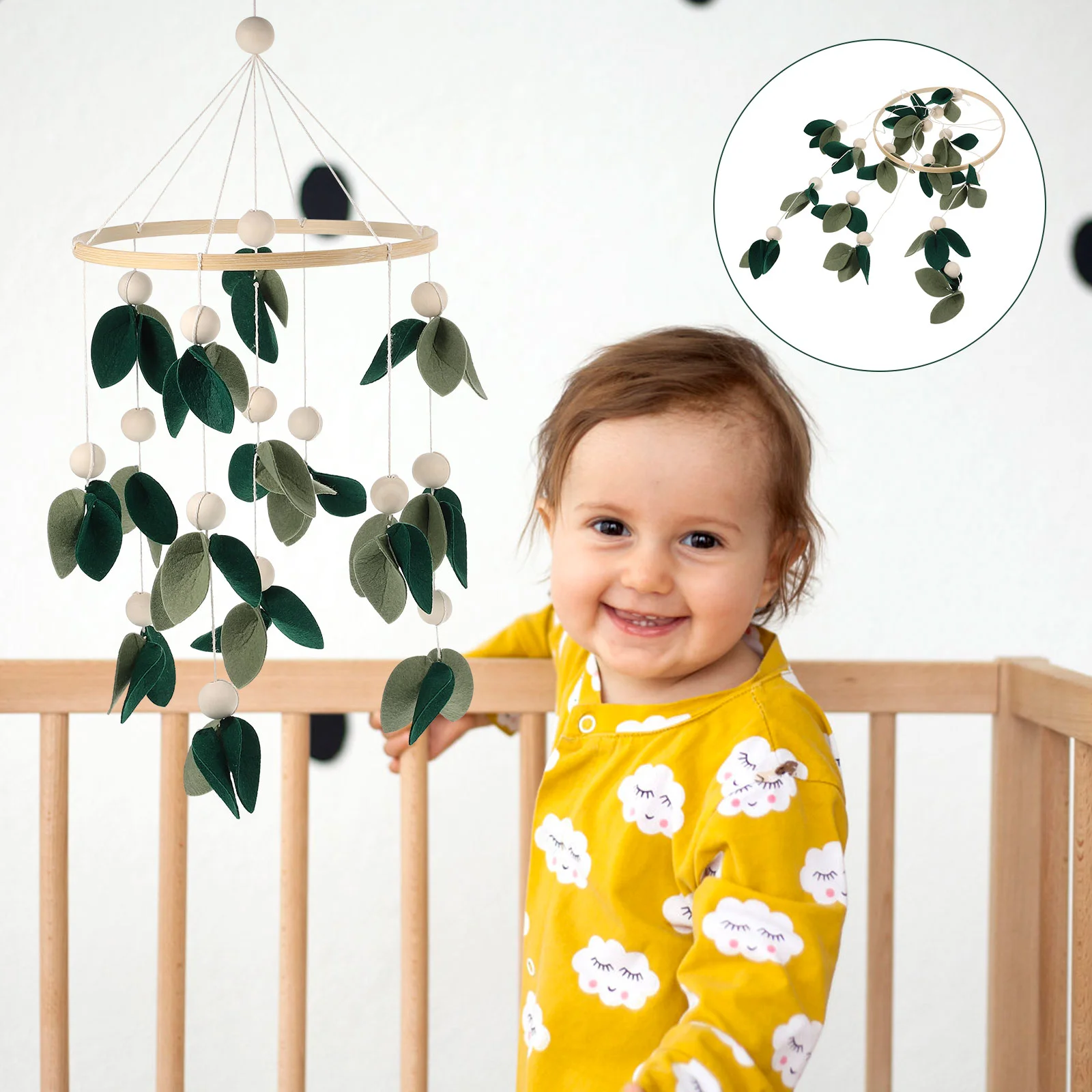 

Crib Pendant Mobile Girls Baby Sleeping Soother Infant Toy Felt Cloth Accessories Bamboo Wind Chime