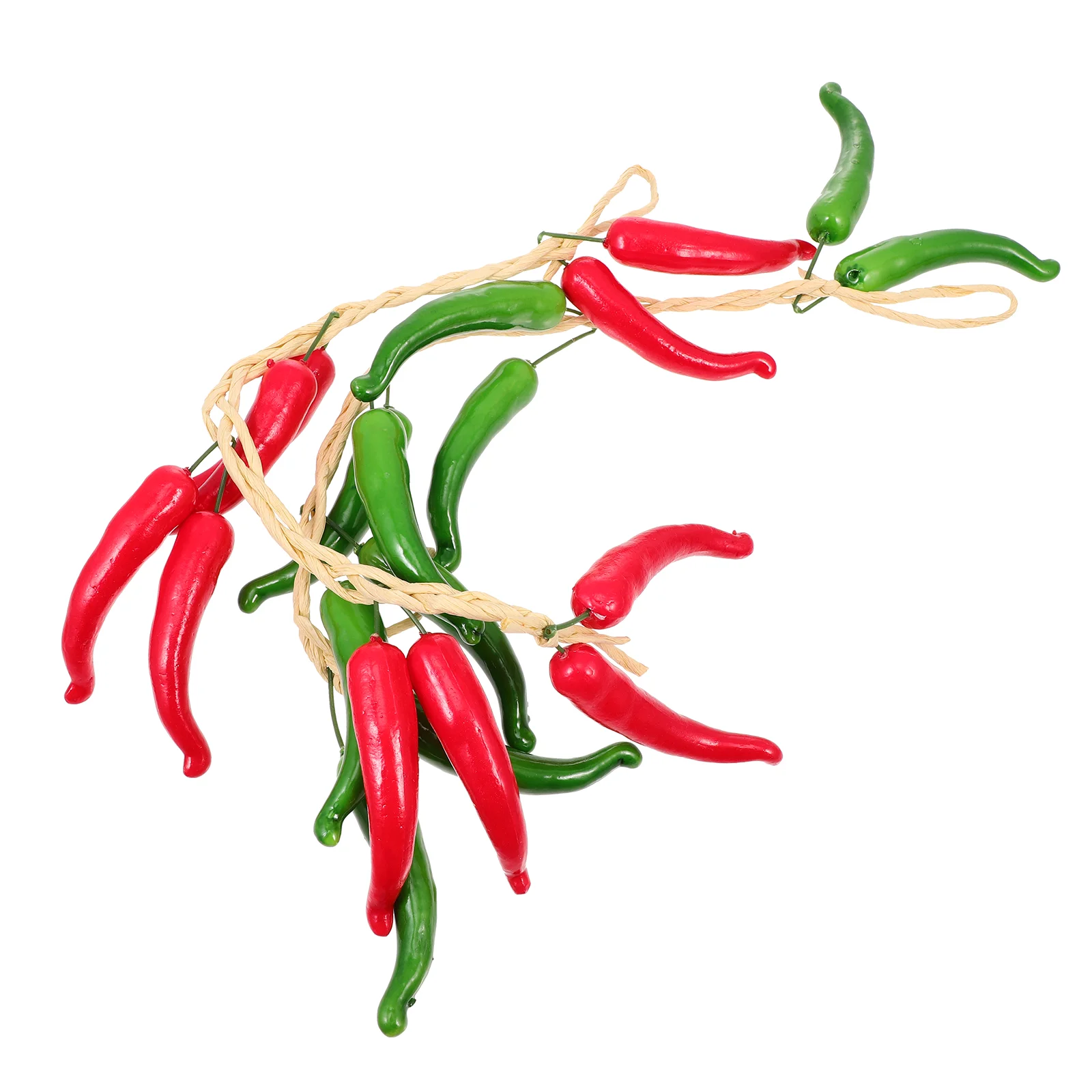 

2 Pcs Green Toy Hanging Fake Peppers Corn Ornament Red Chili Prop String Toy Simulation Food Lanyard Simulated Pepper