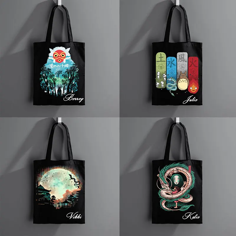 Многоразовые тканевые сумки Totoro для покупок продуктовая сумка Хлопковая