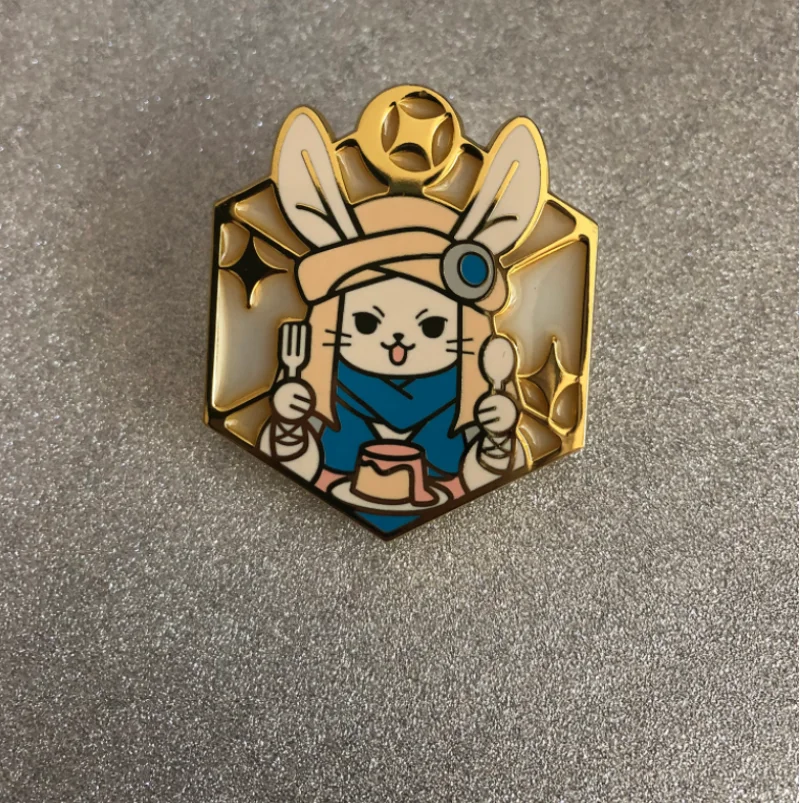

Anime Final Fantasy XIV FF14 Puddingway Cute Rabbit Metal Badge Souvenir Button Brooch Pin Medal Clothing Decor Cosplay Gifts