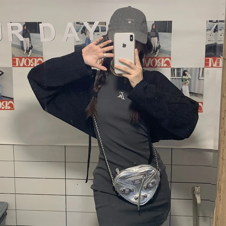 Винтажные модные вафельные черные вязаные топы женские летние новые