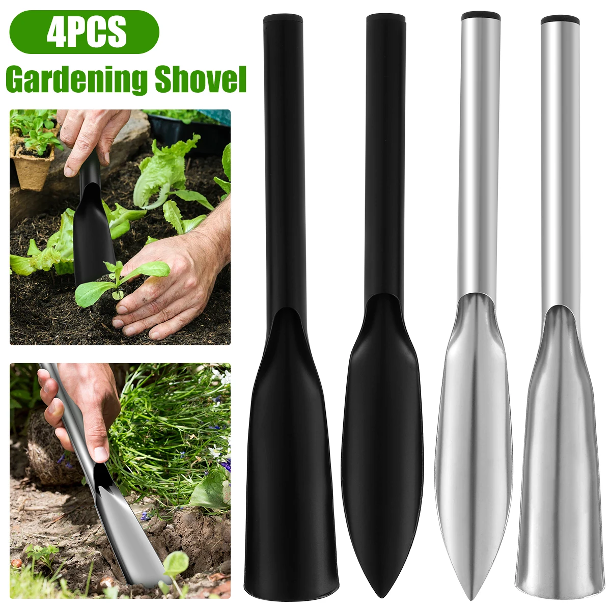 

4Pcs Gardening Shovels Set Trowel Pointed and Flat Gardening Shovels Portable Gardening Soil Scoop Transplant Seedlings Shovel