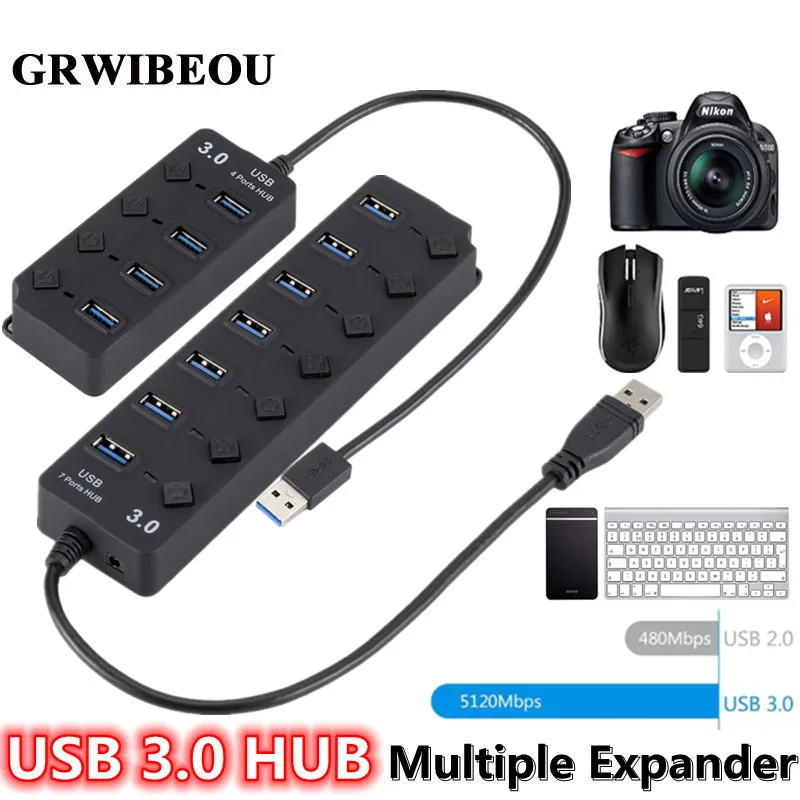 

USB-разветвитель Grwibeou с 4 / 7 портами, USB 3,0