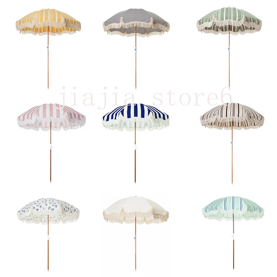 Пляжные зонты с кисточками и деревянными зонтиками 8 футов