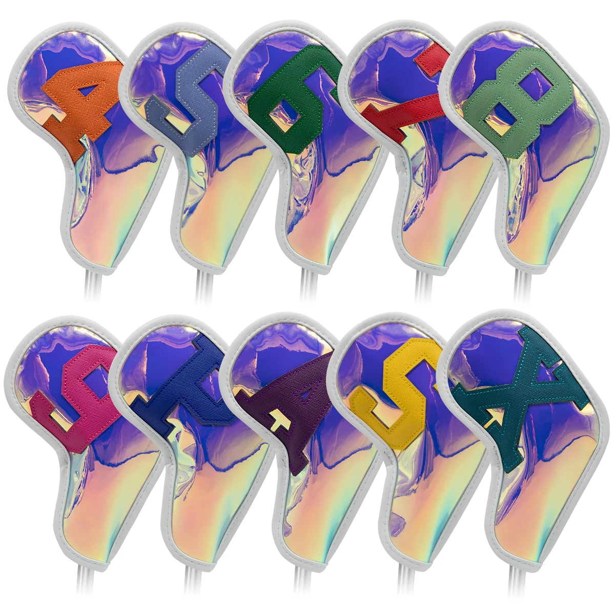

2023Glossy Golf Iron Head Covers Colorful Big Number Iron Headovers Wedges Covers 4-9 ASPX 10pcs