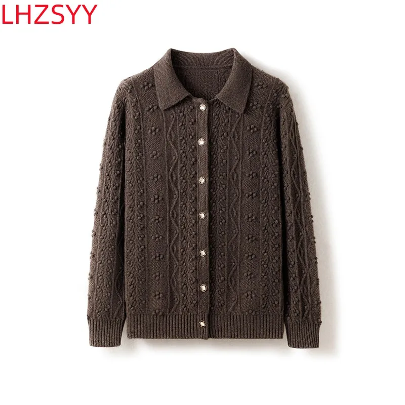 LHZSYY 100% чистый кашемировый кардиган Женская Высококачественная куртка с