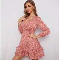 v neck printed floral mini summer style dress fashion blouses 2022 cheap vintage clothes for women female clothing harajuku