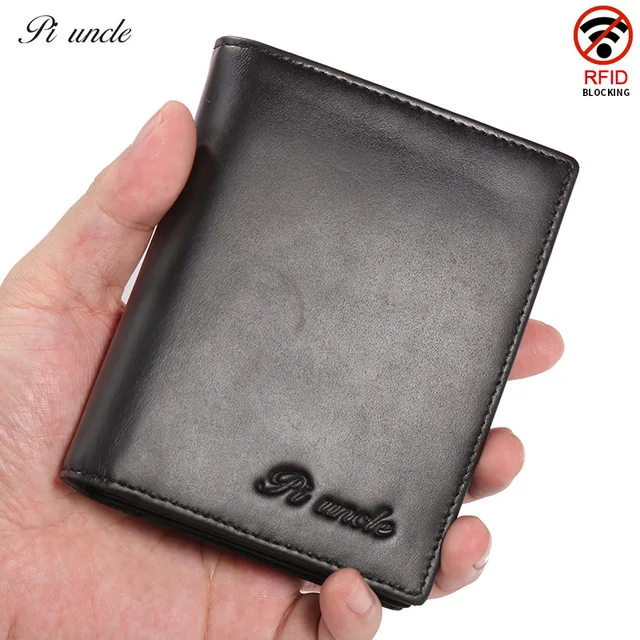 Mens RFID Blocking Wallet Genuine Leather Card Holder for Men Fashion Business Travel Money Bag Purse Vintage Cowhide 1