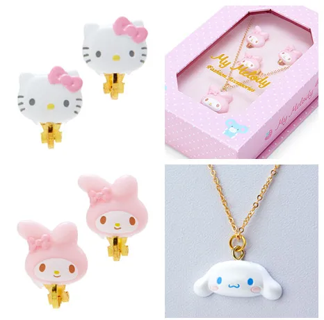 

Sanrio Hellokittys Cinnamoroll Mymelody мультфильм детские ювелирные изделия ожерелье серьги кольцо Kawaii аниме игрушка девочка подарок на день рождения