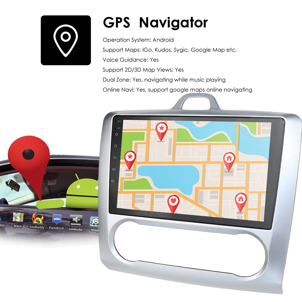 Автомагнитола 3G + 32 ГБ Android 10 9 дюймов 2DIN мультимедийный проигрыватель для Ford Focus 2