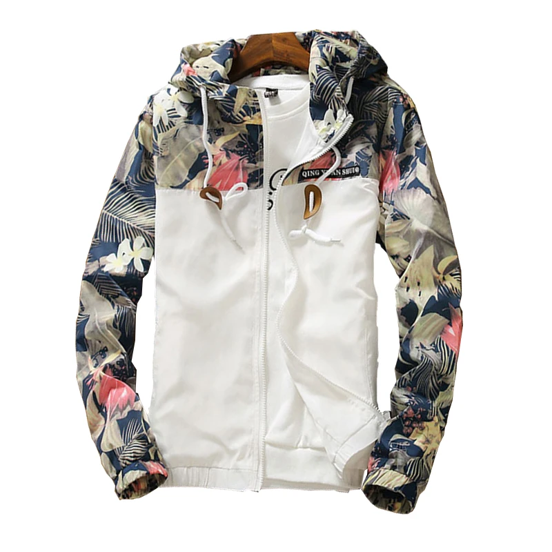 

Women's Hooded Jackets 2021 Spring Autumn Floral Causal Windbreaker Women Basic Jackets Coats Zipper Lightweight Jackets Famale