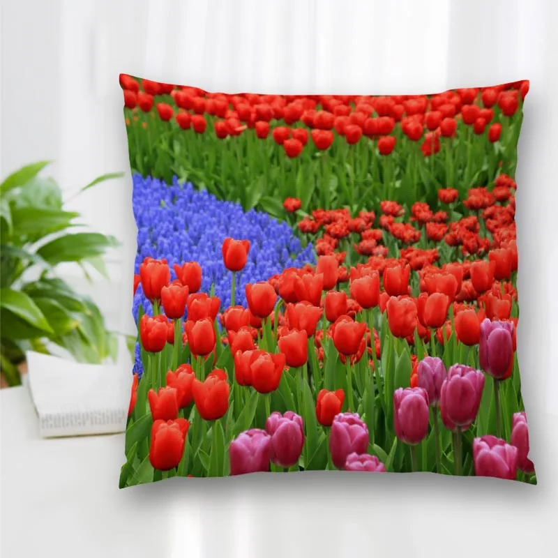 

Cushion Tulips Flower Cover Throw Pillow Case Cushion For Sofa/Home/Car Decor Zipper Custom PillowCase 10.28