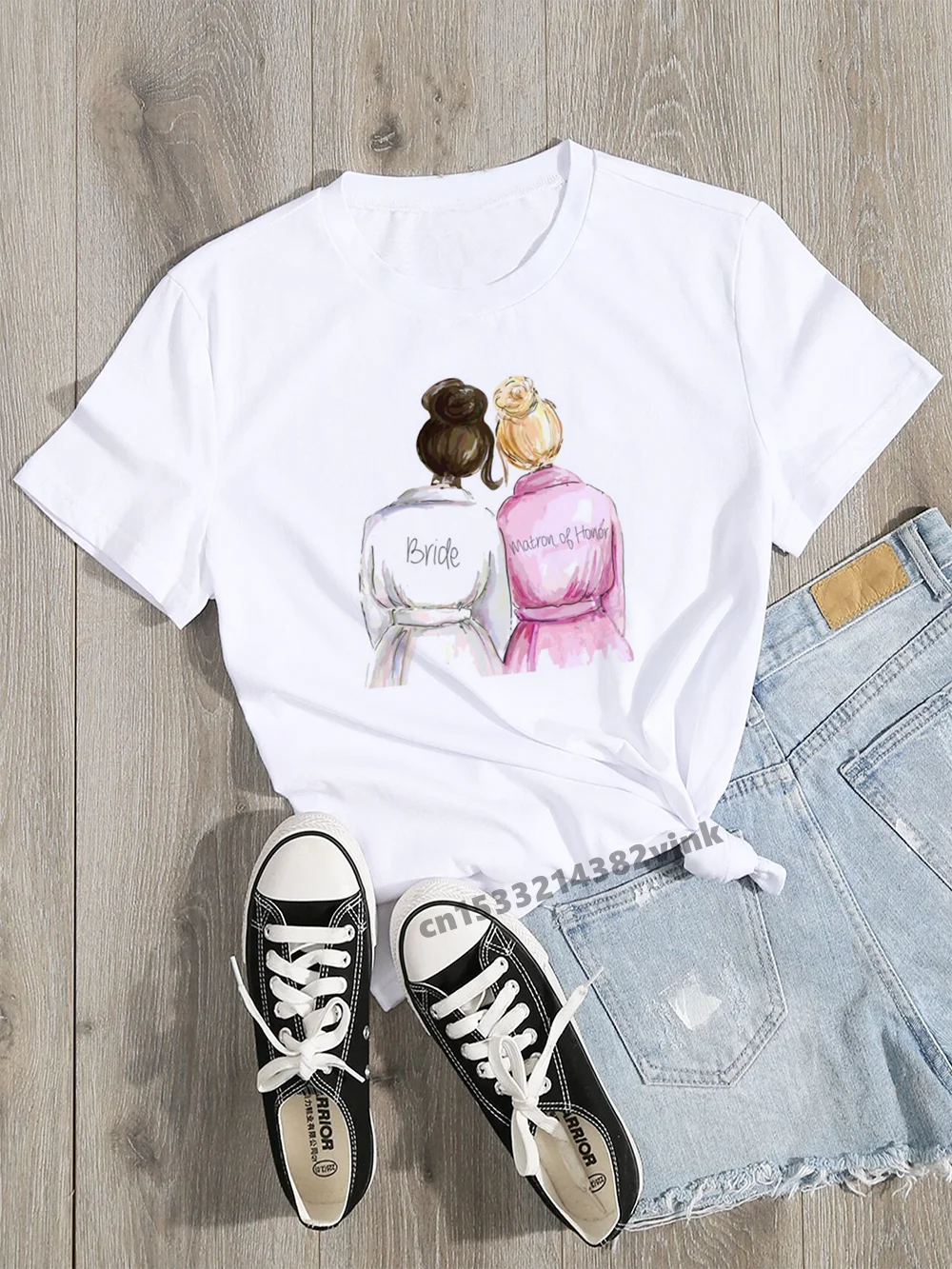 Футболка женская базовая с круглым вырезом и коротким рукавом принтом для