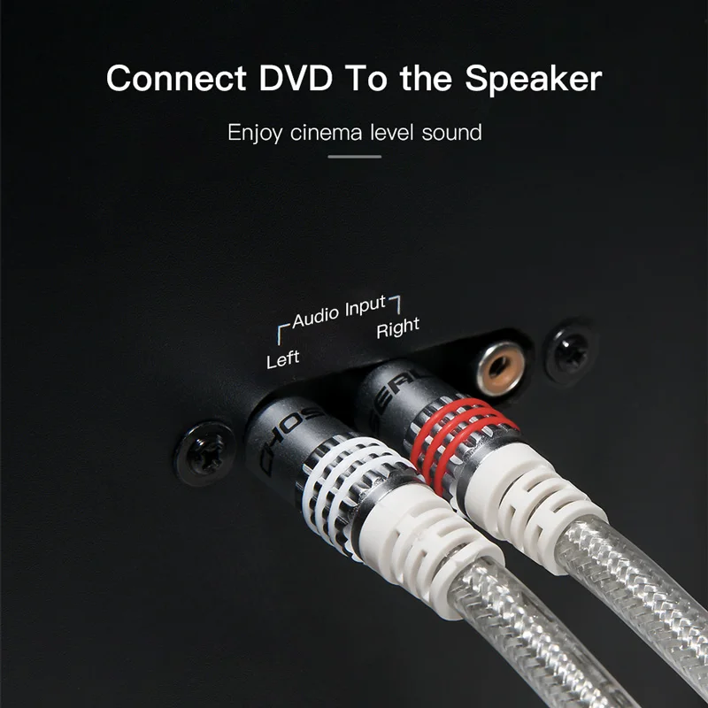 Фото Кабель CHOSEAL 2RCA-2RCA, стереокабель RCA (штекер-штекер) для домашнего кинотеатра, HDTV, усилителя, CD-проигрывателя, звуковой системы №2