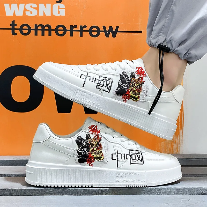 

WSNG Men's Shoes Spring New Small White Shoes Men's Trend All-match Casual Sneakers Men's Men's Low-top Sneakers Trendy Shoes-44