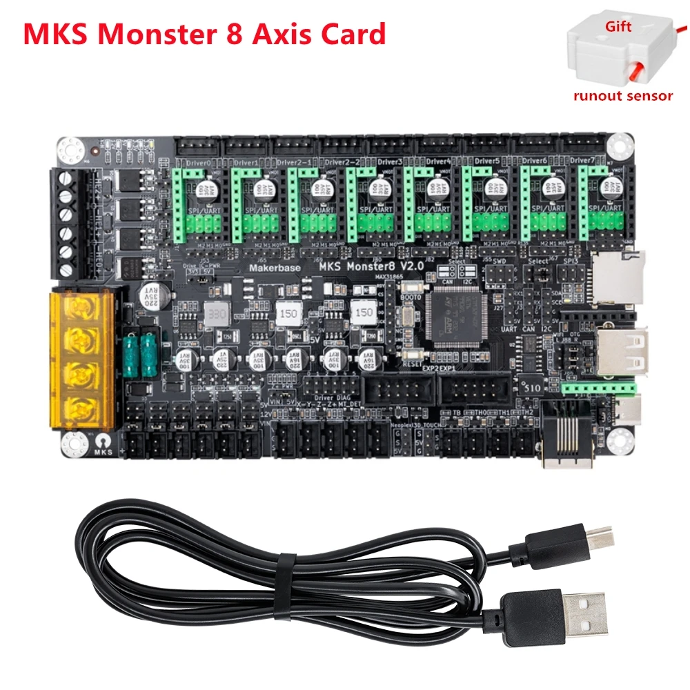 Материнская плата MKS Monster8 v2 32 бит контроллер Monster материнская 3D-принтер 8 осей