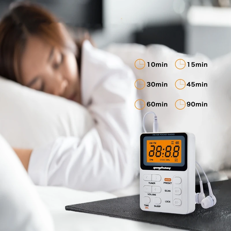Портативное радио карманное AM/FM с наушниками и перезаряжаемой батареей лучший