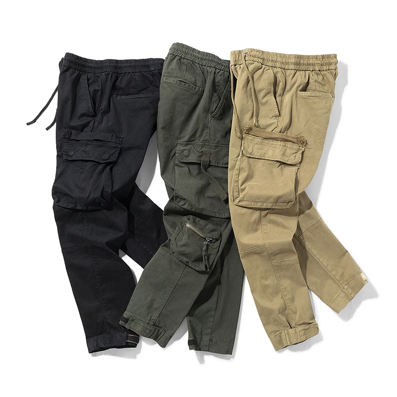 Nice New Spring Men's Cotton Cargo Pants Clothing Autumn Casual Fashion Elastic Waist Quality Pantalones Tipo Cargo Pants Men