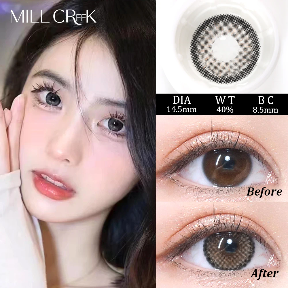 

MILL CREEK 2Pcs Myopia Colored Contact Lenses for Eyes Prescription Natural Look Eyes Contacts Beauty Pupil Yearly Fast Shipping