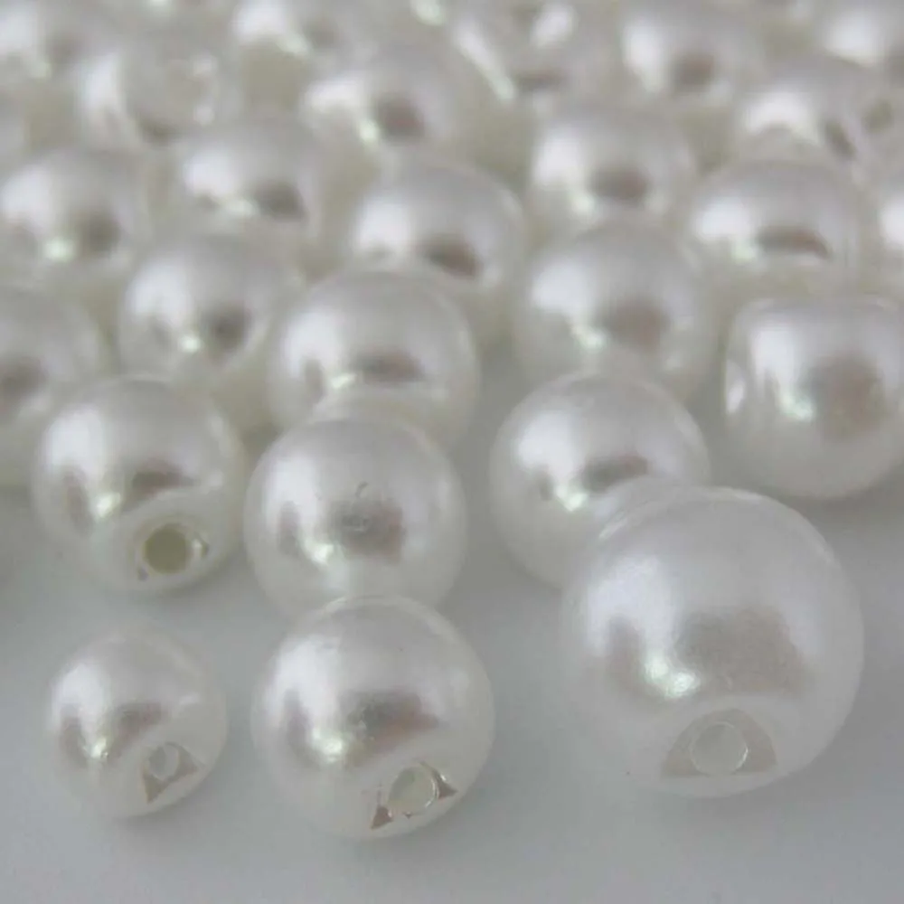 Белые круглые пластиковые жемчужные пуговицы H0218 с боковым