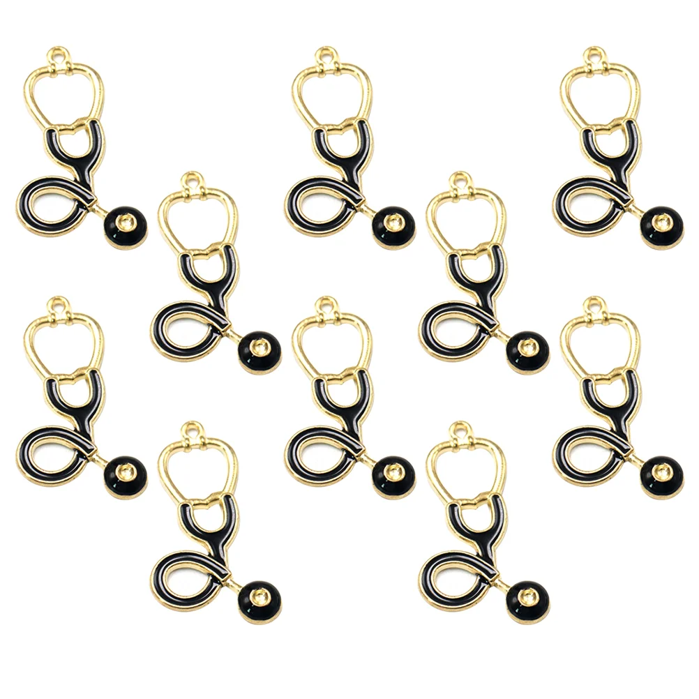 

10 Fashion DIY Stethoscope Decorative Charms Alloy Pendant for Crafts Necklace