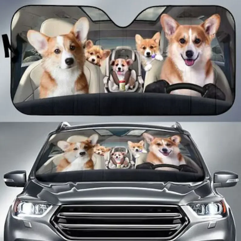 Семейная фотосессия Corgi автомобильный солнцезащитный козырек индивидуальный с
