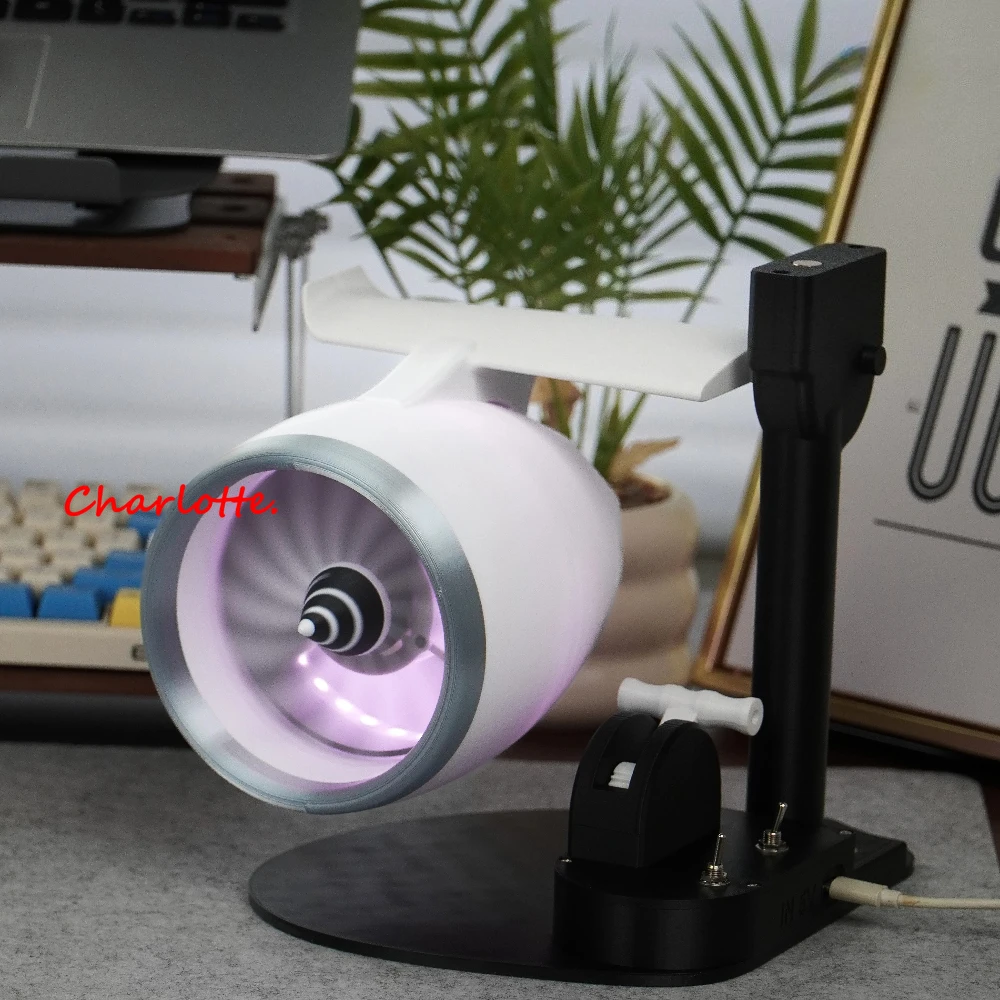 Фото Turbojet Fan Style Увлажнитель тумана с одной головкой Функция выдувания RGB Световые эффекты для спальни Гостиная Офисный стол Air Humi №5