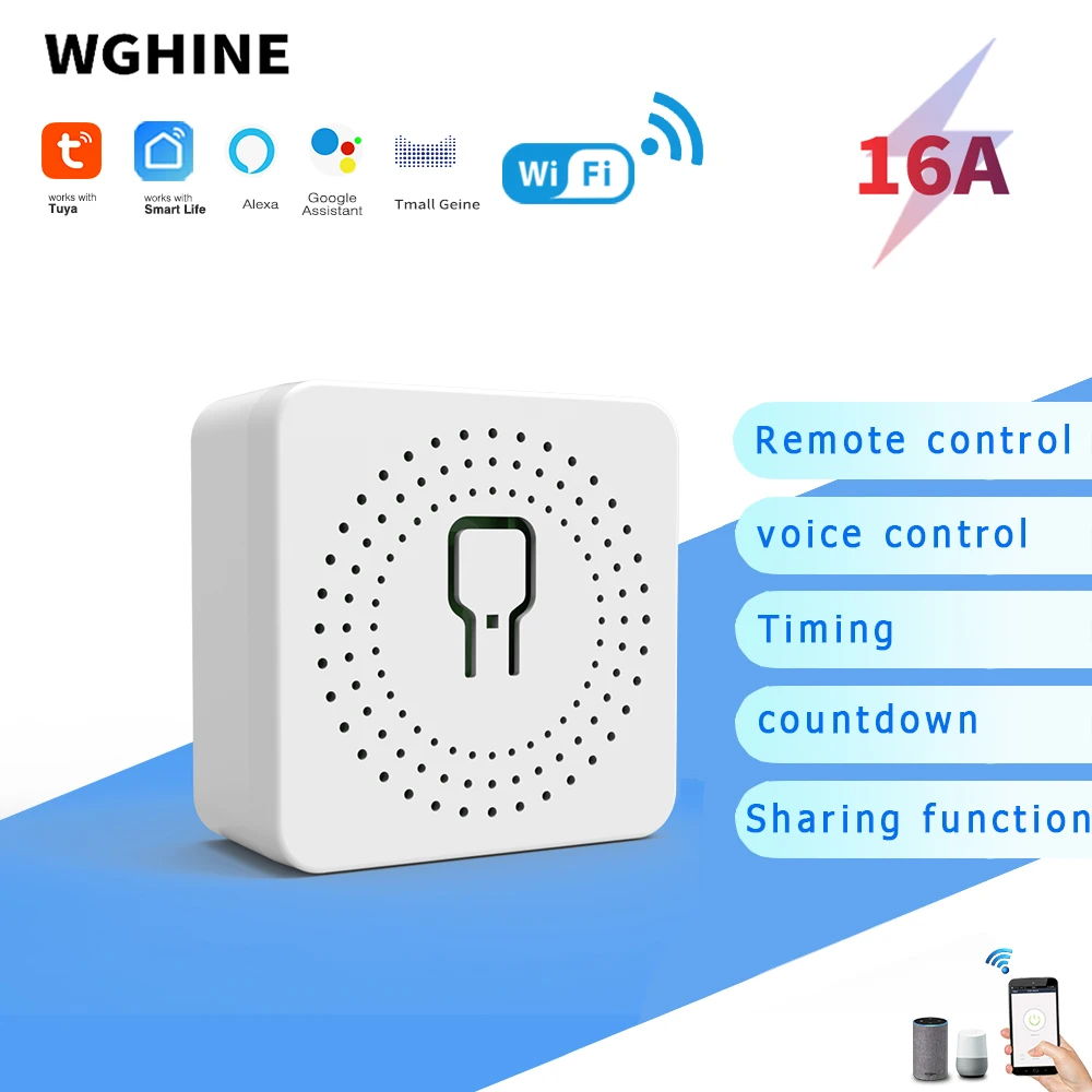 Интеллектуальный переключатель 16A Mini DIY Таймер питания Двустороннее дистанционное управление Alexa Domotica Google