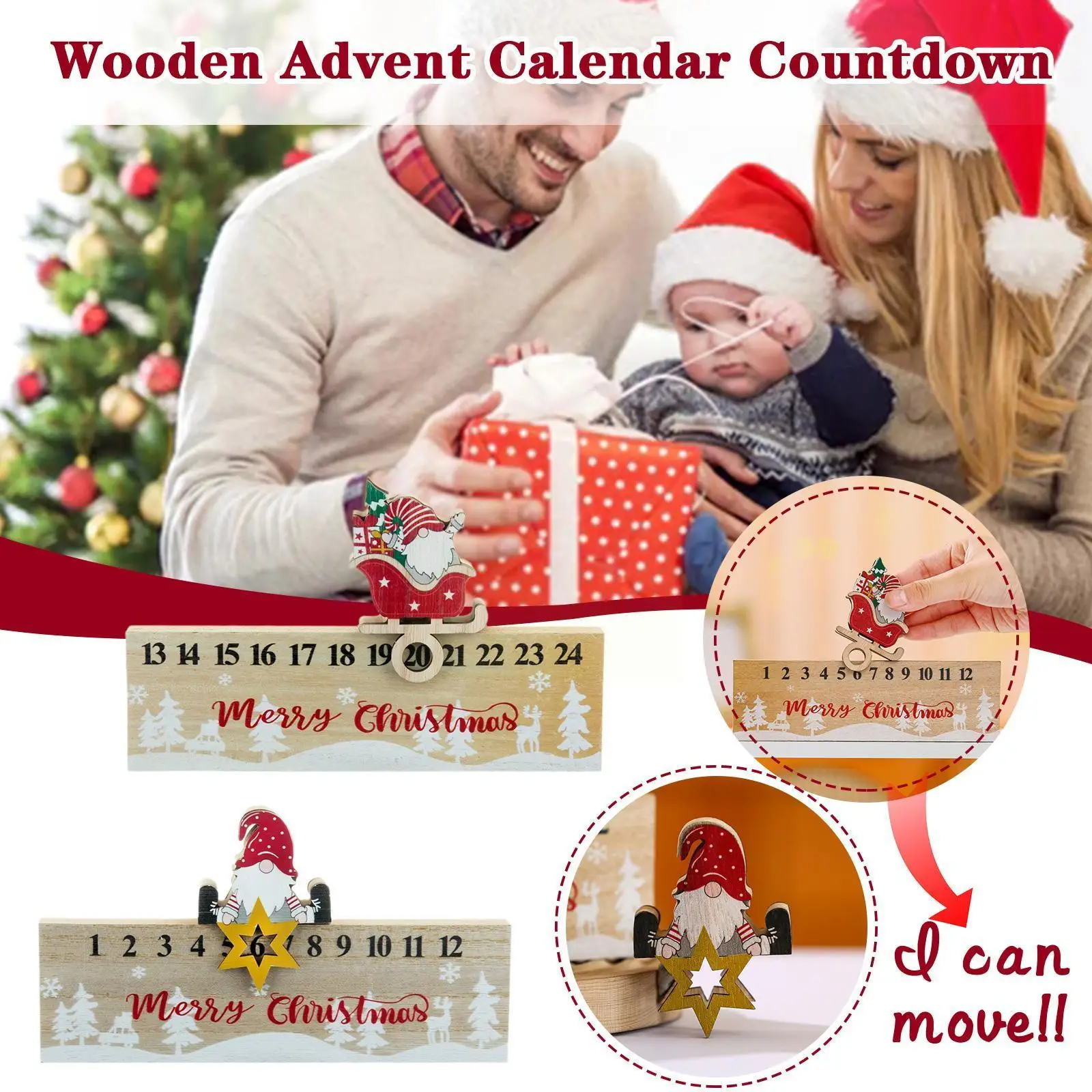 

Christmas Decorations Christmas Wooden Advent Calendar Year New Decoration Wooden Decoration Countdown Countdown Calendar J4e0