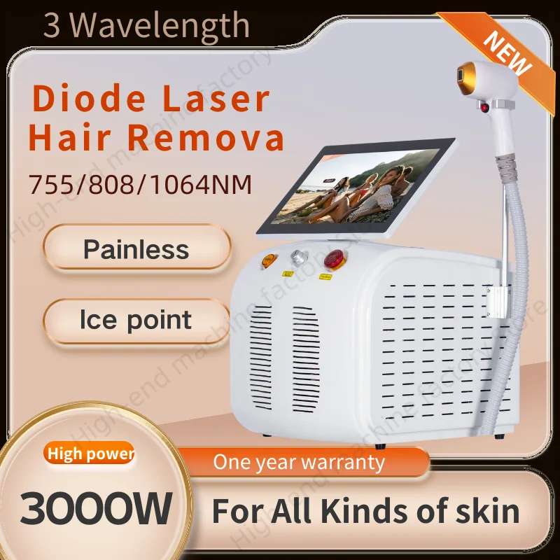 Диодный лазерный аппарат для удаления волос 3 длины волны подходит всех цветов