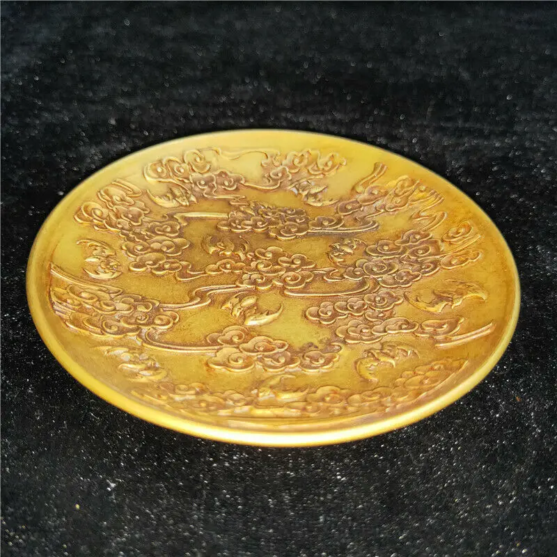 

Chinese Antique Feng Shui Copper Ware Brass Auspicious Clouds Saucer sd18