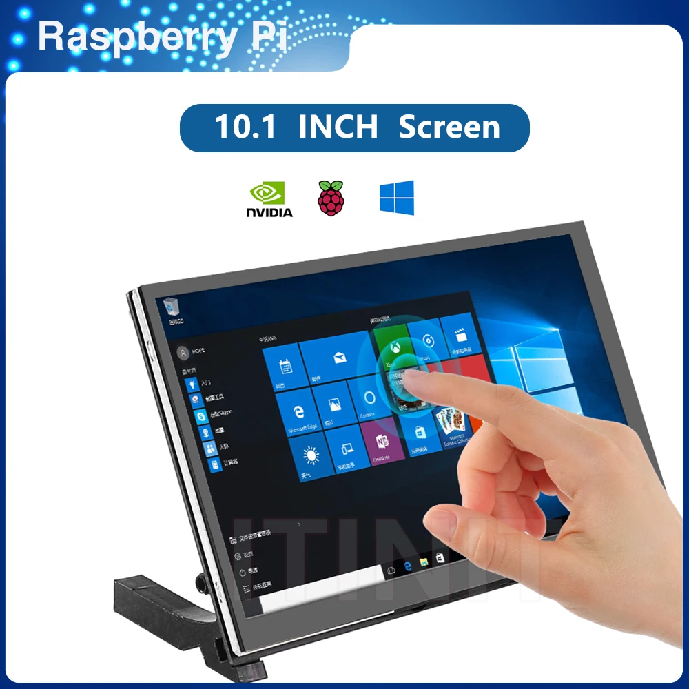 

ITINIT K9 10.1 inch Raspberry Pi 4 Model B Touch Screen IPS Capacitive LCD 1024x600 Display with Speacker Holder Monitor