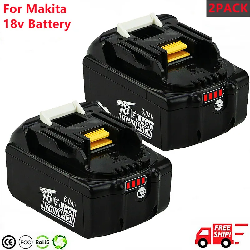 

2 Pack BL1860 18V 6000mAh Rechargealbe Battery for Makita 18V BL1830B BL1860B BL1840B BL1815 LXT 400 18650 Makita 18v Battery