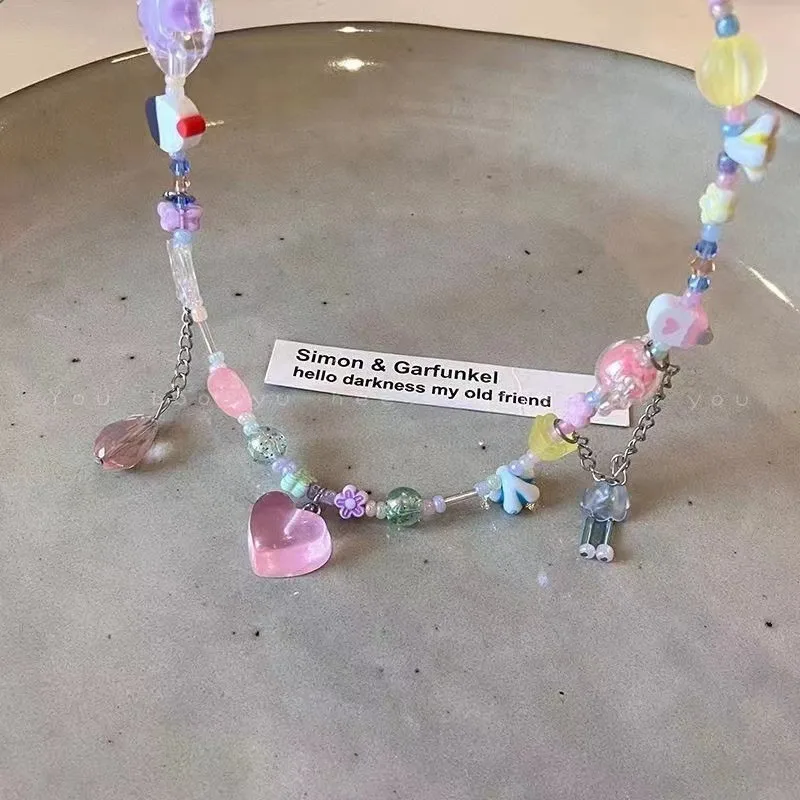 Женское Ожерелье с розовыми бусинами