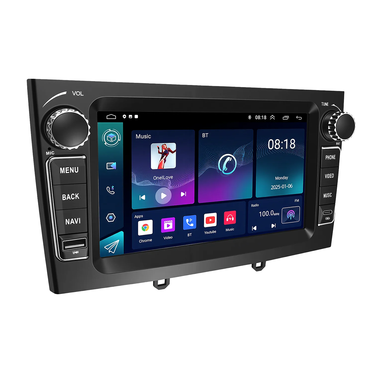 Фото Автомагнитола 1024*600 для Peugeot 308 (2016-2019) / 408 (2014-2021) с USB, CarPlay, Android Auto, GPS, Bluetooth и управлением с руля №3