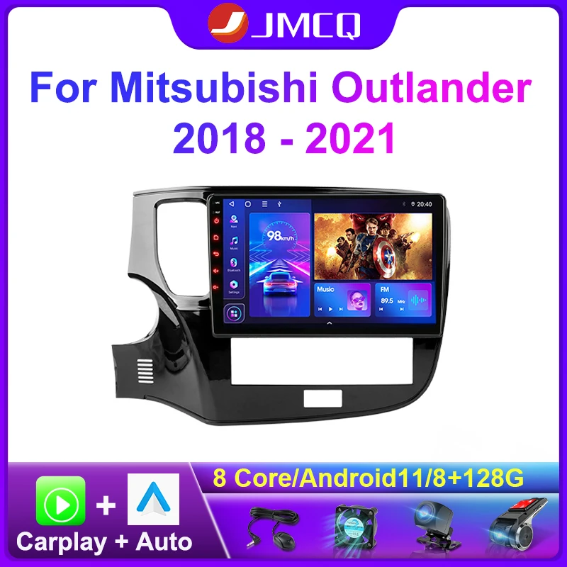 

JMCQ 2din Android 11 For Mitsubishi Outlander 3 III GF0W GG0W 2018 - 2021 Car Radio Multimidia Video Player Navigation Carplay