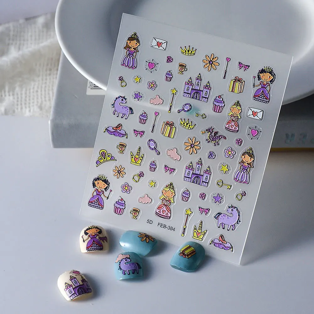 

DIY милые Мультяшные 5D мягкие рельефные рельефы дизайн ногтей искусство бриллианты милый Единорог звезда Луна Радуга маникюрные наклейки оп...