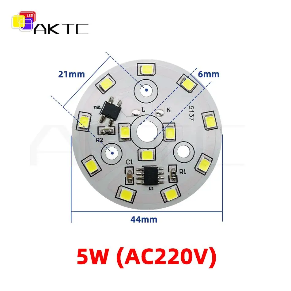 

5 шт., круглые светодиодные платы Ankatec YXDB-220V 3Вт/5Вт