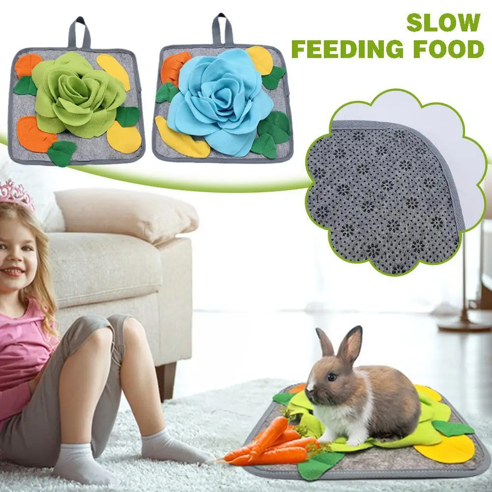 

Rabbit Sniffing Pad Pet Snuffle Mat Slow Feeding Bowl Food Dispenser Carpet Training Blanket Relieve Stress Nosework Puzzle Toy